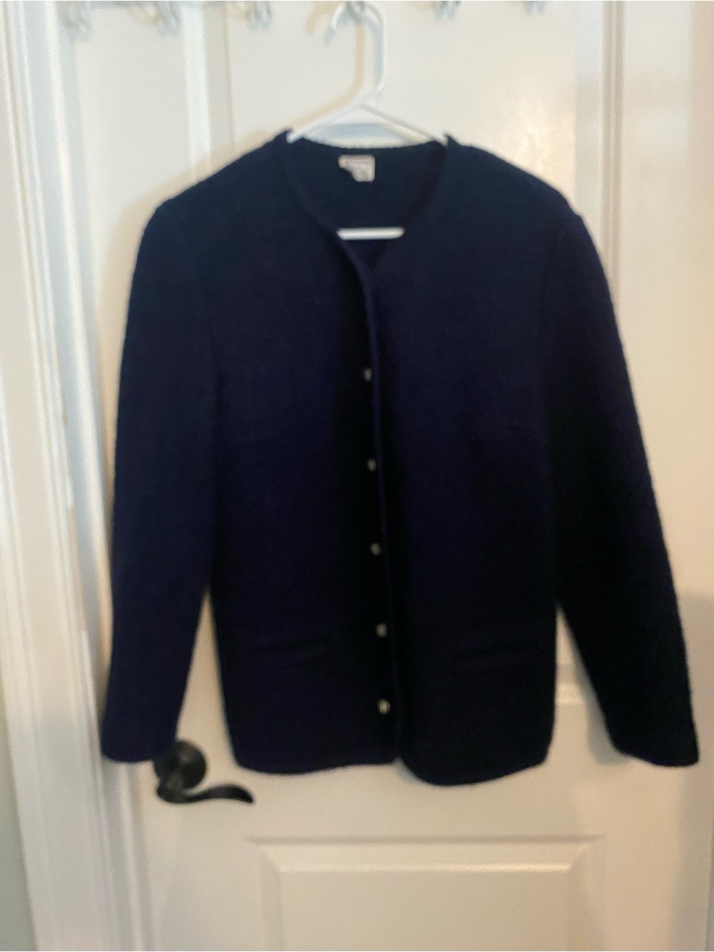 Brooks Brothers Classic Navy Boiled Wool Vintage Cardigan